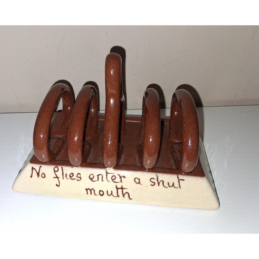 Vintage Wade Heath England Pottery file Rack – "No Flies Enter a Shut Mouth"